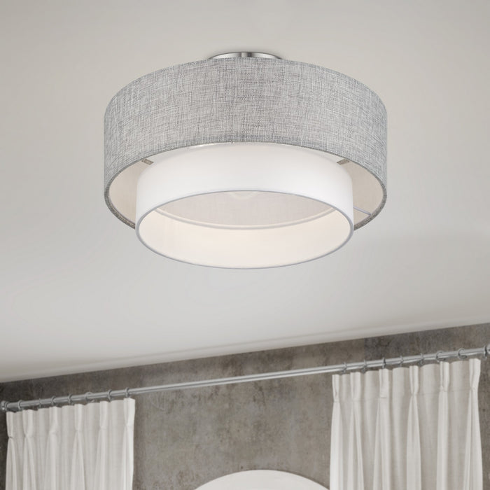 Livex Lighting - 60014-91 - Three Light Semi-Flush Mount - Brookmeade - Brushed Nickel