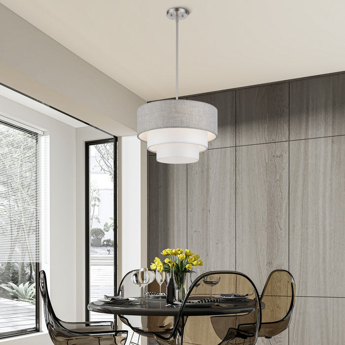 Livex Lighting - 60015-91 - Three Light Pendant Chandelier - Brookmeade - Brushed Nickel