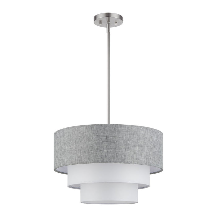 Livex Lighting - 60015-91 - Three Light Pendant Chandelier - Brookmeade - Brushed Nickel