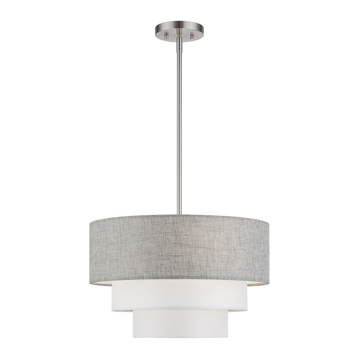 Livex Lighting - 60015-91 - Three Light Pendant Chandelier - Brookmeade - Brushed Nickel