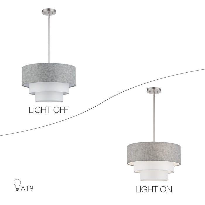 Livex Lighting - 60015-91 - Three Light Pendant Chandelier - Brookmeade - Brushed Nickel
