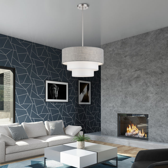 Livex Lighting - 60015-91 - Three Light Pendant Chandelier - Brookmeade - Brushed Nickel