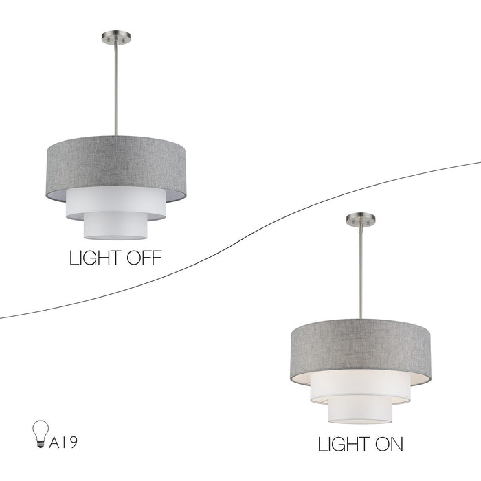 Livex Lighting - 60016-91 - Four Light Pendant Chandelier - Brookmeade - Brushed Nickel