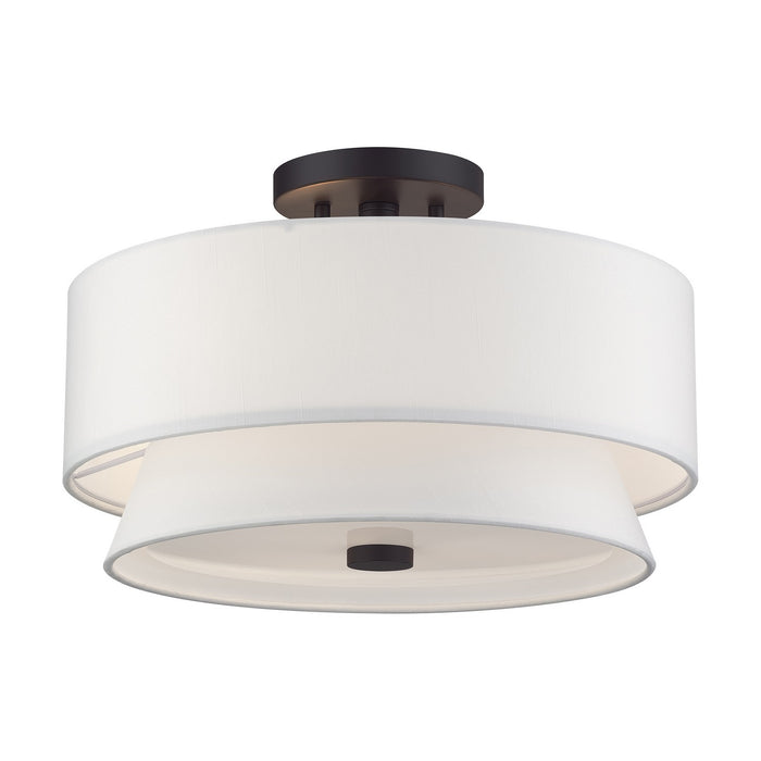 Livex Lighting - 60026-07 - Three Light Semi-Flush Mount - Fontana - Bronze