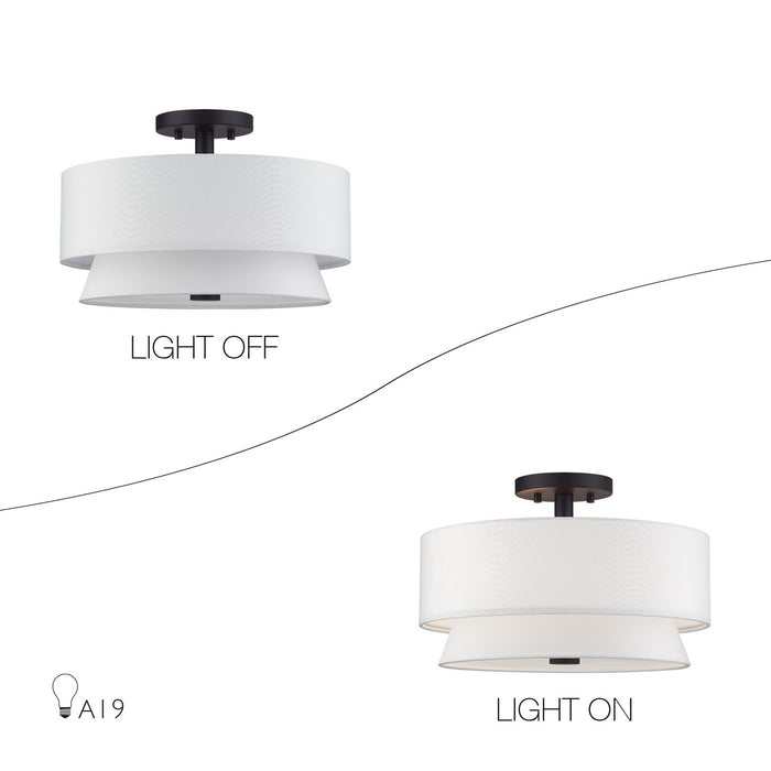 Livex Lighting - 60026-07 - Three Light Semi-Flush Mount - Fontana - Bronze