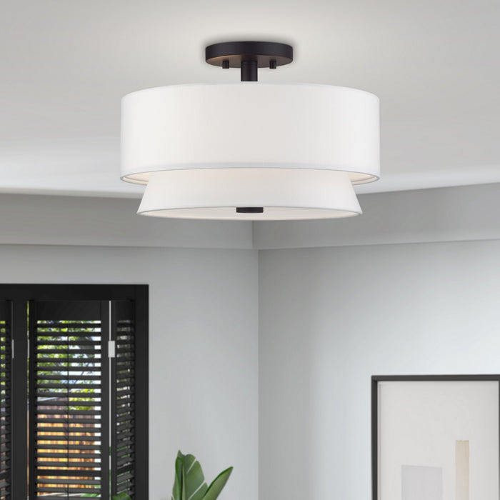 Livex Lighting - 60026-07 - Three Light Semi-Flush Mount - Fontana - Bronze