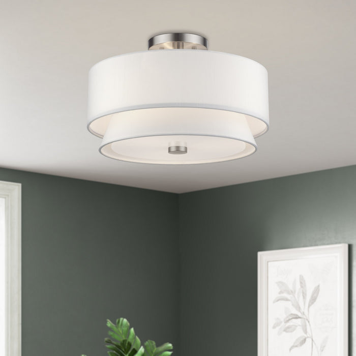 Livex Lighting - 60026-91 - Three Light Semi-Flush Mount - Fontana - Brushed Nickel