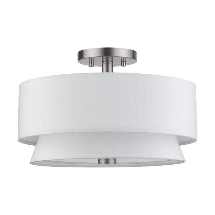 Livex Lighting - 60026-91 - Three Light Semi-Flush Mount - Fontana - Brushed Nickel