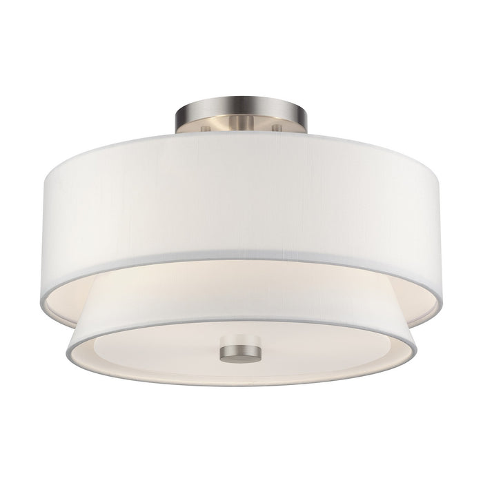 Livex Lighting - 60026-91 - Three Light Semi-Flush Mount - Fontana - Brushed Nickel