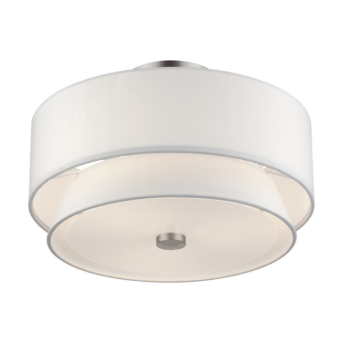 Livex Lighting - 60026-91 - Three Light Semi-Flush Mount - Fontana - Brushed Nickel