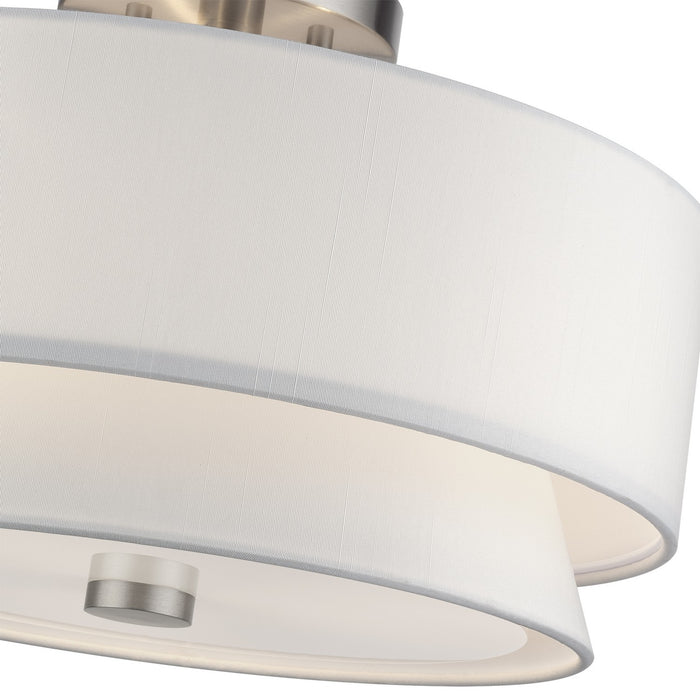 Livex Lighting - 60026-91 - Three Light Semi-Flush Mount - Fontana - Brushed Nickel