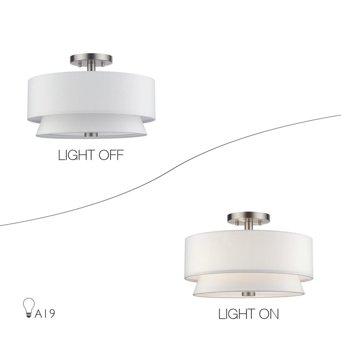 Livex Lighting - 60026-91 - Three Light Semi-Flush Mount - Fontana - Brushed Nickel