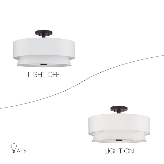 Livex Lighting - 60027-07 - Four Light Semi-Flush Mount - Fontana - Bronze