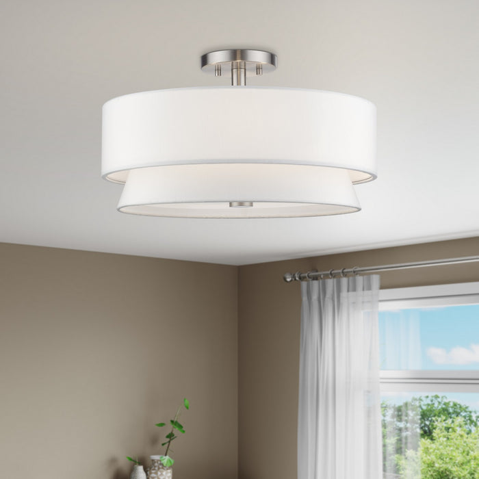 Livex Lighting - 60027-91 - Four Light Semi-Flush Mount - Fontana - Brushed Nickel