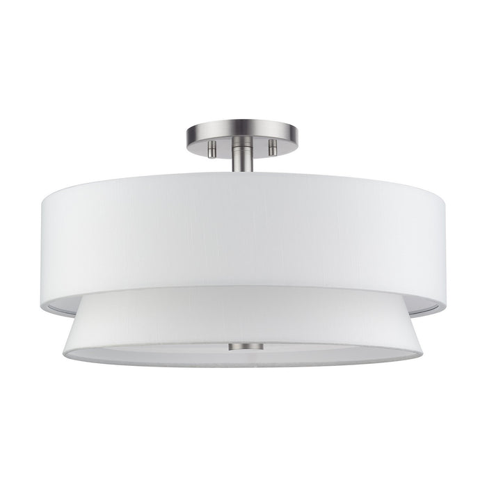 Livex Lighting - 60027-91 - Four Light Semi-Flush Mount - Fontana - Brushed Nickel