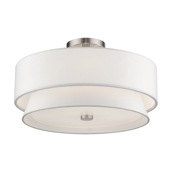 Livex Lighting - 60027-91 - Four Light Semi-Flush Mount - Fontana - Brushed Nickel