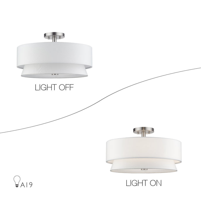 Livex Lighting - 60027-91 - Four Light Semi-Flush Mount - Fontana - Brushed Nickel