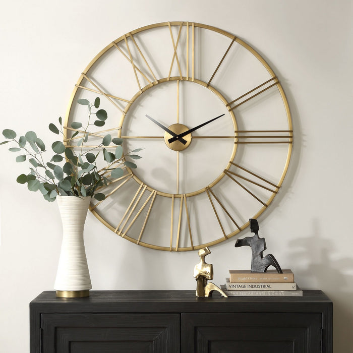 Uttermost - 06466 - Wall Clock - Keyann - Brushed Brass