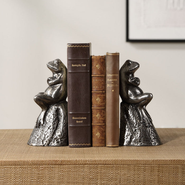 Uttermost - 18150 - Bookends, S/2 - Daydreaming Bird - Lightly Antiqued Silver