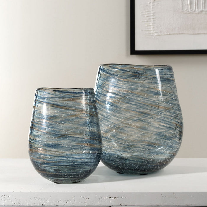 Uttermost - 18158 - Vases, S/2 - Aurora - Blue And Gold