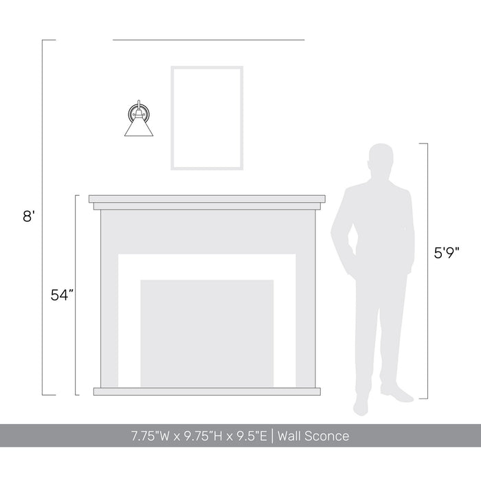 Golden - 0877-1W ABI-GV - One Light Wall Sconce - Jasper - Antique Black Iron