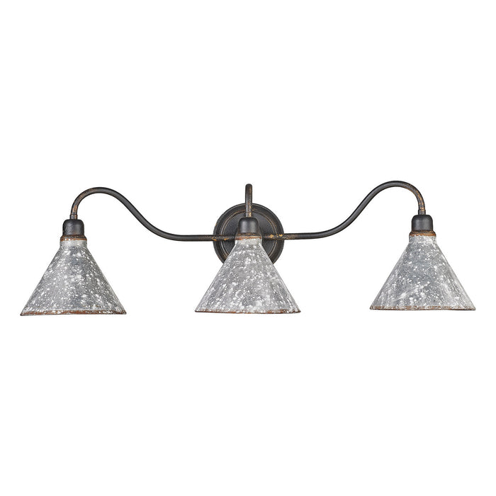 Golden - 0877-BA3 ABI-GV - Three Light Vanity Light - Jasper - Antique Black Iron