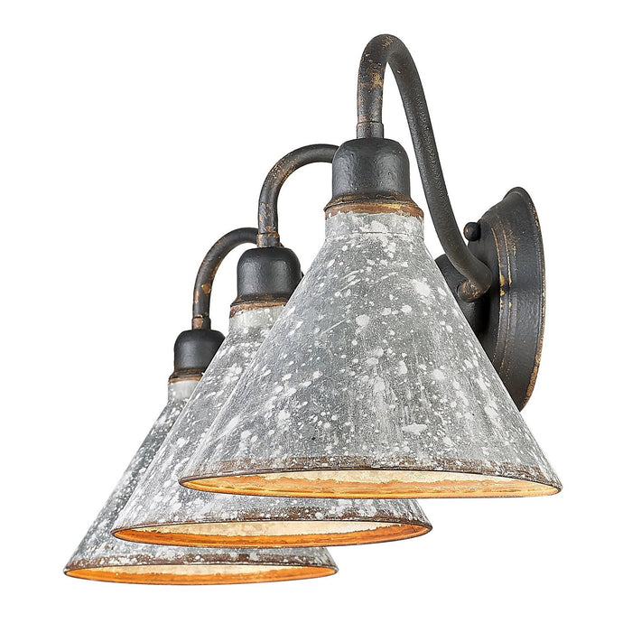 Golden - 0877-BA3 ABI-GV - Three Light Vanity Light - Jasper - Antique Black Iron