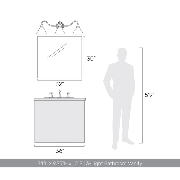 Golden - 0877-BA3 ABI-GV - Three Light Vanity Light - Jasper - Antique Black Iron