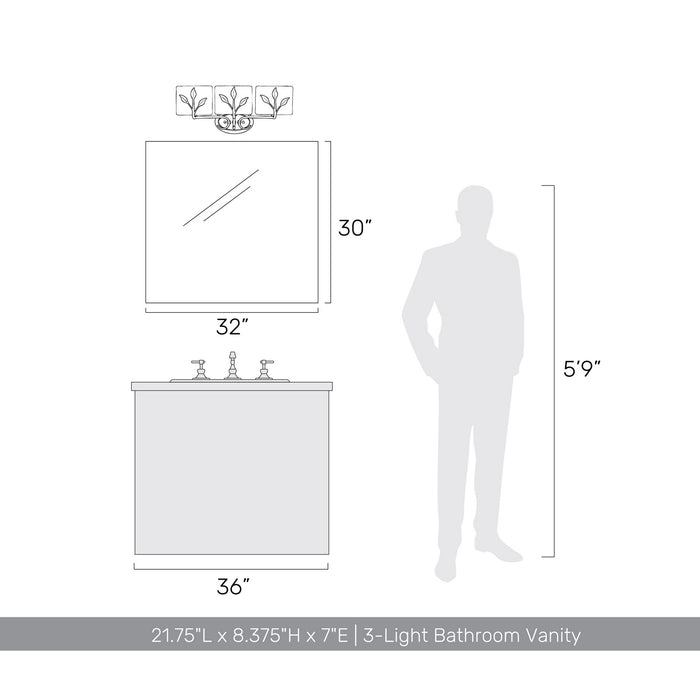 Golden - 3160-BA3 WG-HWG - Three Light Bath Vanity - Calla - White Gold