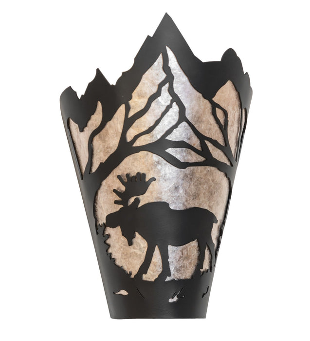 Meyda Tiffany - 274655 - One Light Wall Sconce - Moose At Dawn - Solar Black