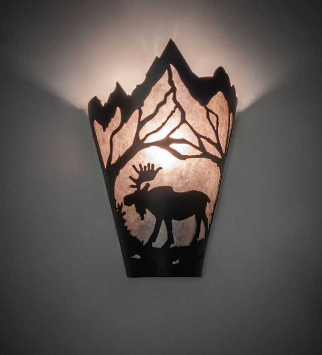 Meyda Tiffany - 274655 - One Light Wall Sconce - Moose At Dawn - Solar Black