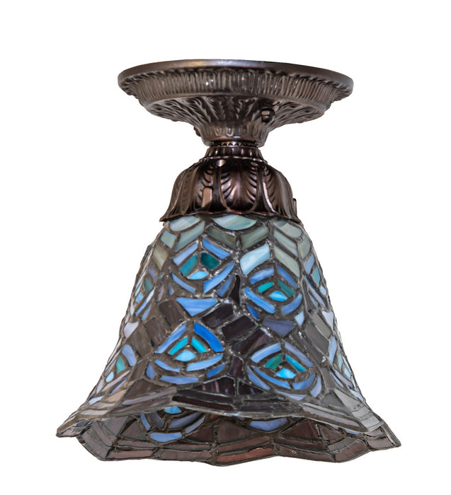 Meyda Tiffany - 276080 - One Light Flushmount - Tiffany Peacock Feather