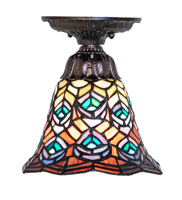 Meyda Tiffany - 276080 - One Light Flushmount - Tiffany Peacock Feather