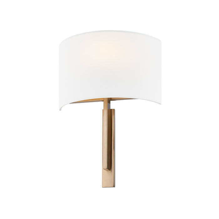 Justice Designs - FAB-4332-WHTE-BRSS - One Light Wall Sconce - Textile - Brushed Brass