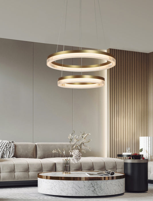PageOne - PP121795-BC - LED Pendant - Evaline - Brushed Champagne