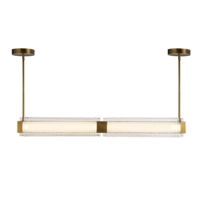 Alora - LP374247VBCR-UNV - LED Linear Pendant - Alai - Vintage Brass/Ribbed Glass
