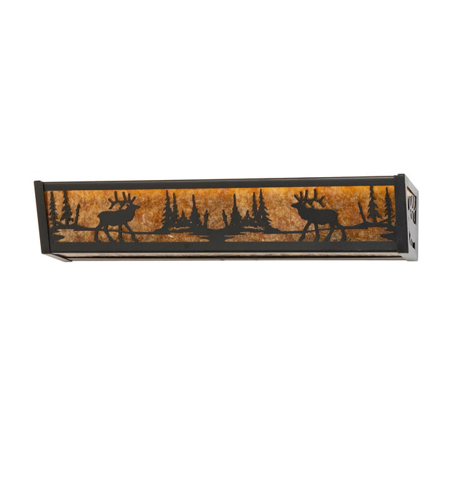 Meyda Tiffany - 270092 - Four Light Vanity - Elk At Lake - Textured Black