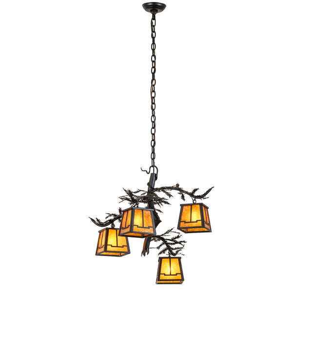 Meyda Tiffany - 270103 - Four Light Chandelier - Pine Branch - Textured Black