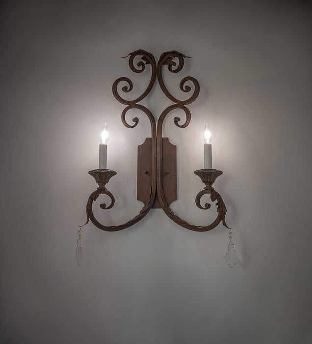 Meyda Tiffany - 272441 - Two Light Wall Sconce - Serratina - Distressed Chestnut