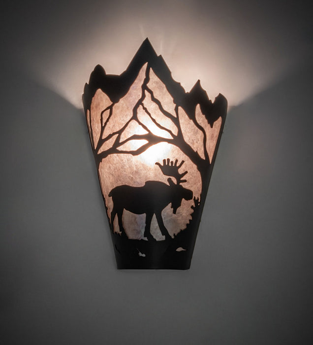 Meyda Tiffany - 276375 - One Light Wall Sconce - Moose At Dawn - Solar Black