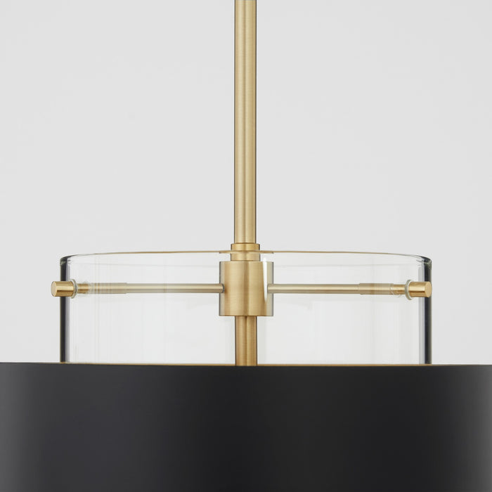Quorum - 8012-5980 - One Light Pendant - Matte Black/Aged Brass