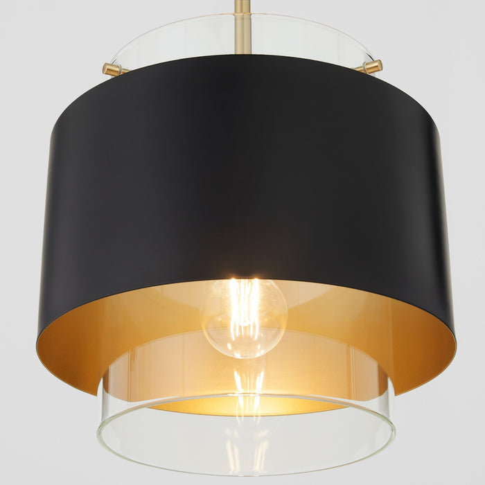 Quorum - 8012-5980 - One Light Pendant - Matte Black/Aged Brass