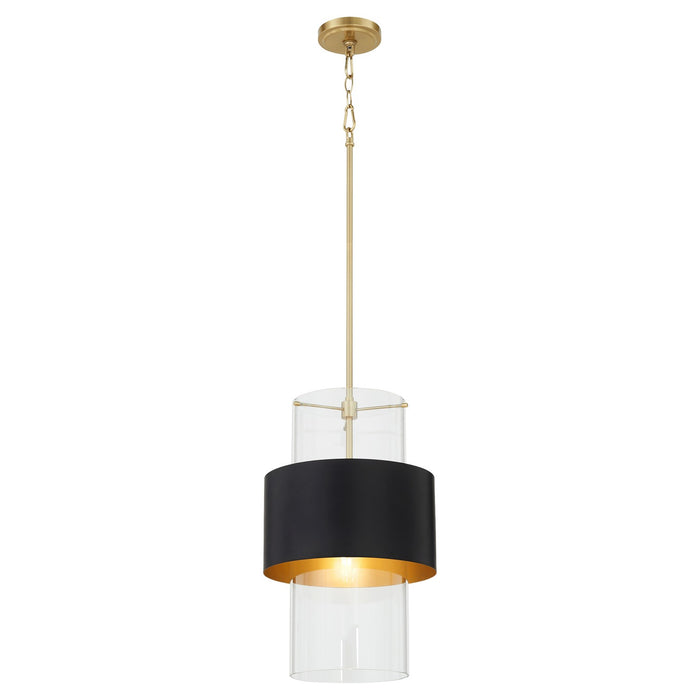 Quorum - 8013-5980 - One Light Pendant - Matte Black/Aged Brass