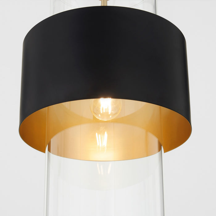 Quorum - 8013-5980 - One Light Pendant - Matte Black/Aged Brass