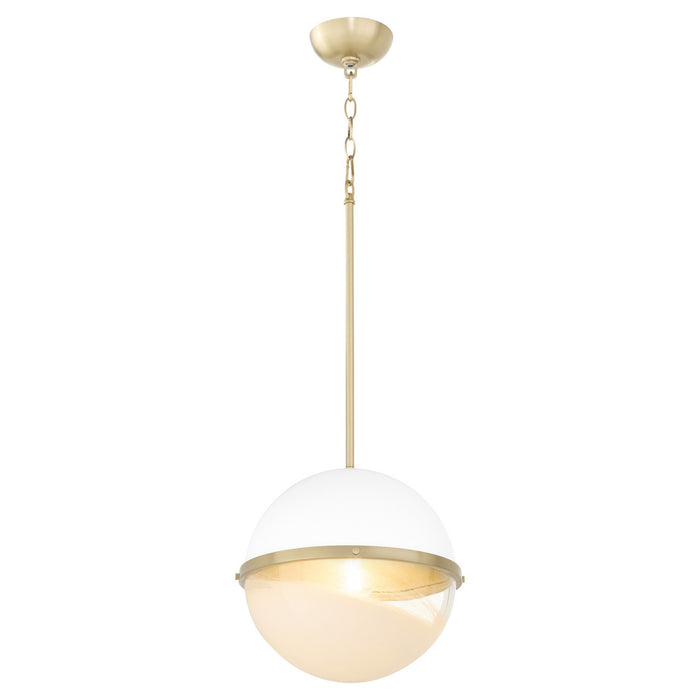 Quorum - 82-12-0880 - One Light Pendant - Studio White w/ Aged Brass