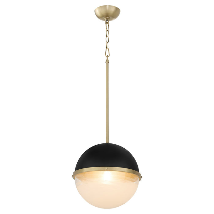 Quorum - 82-12-6980 - One Light Pendant - Textured Black w/ Aged Brass