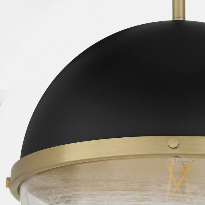 Quorum - 82-12-6980 - One Light Pendant - Textured Black w/ Aged Brass