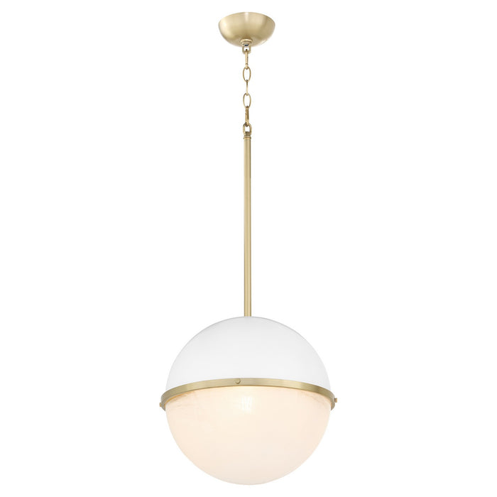 Quorum - 82-14-0880 - One Light Pendant - Studio White w/ Aged Brass