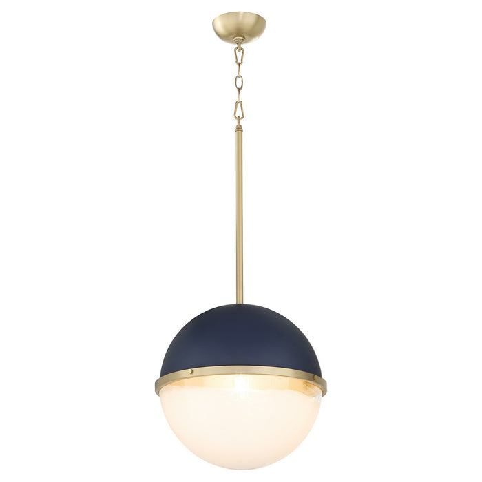 Quorum - 82-14-3280 - One Light Pendant - Blue w/ Aged Brass