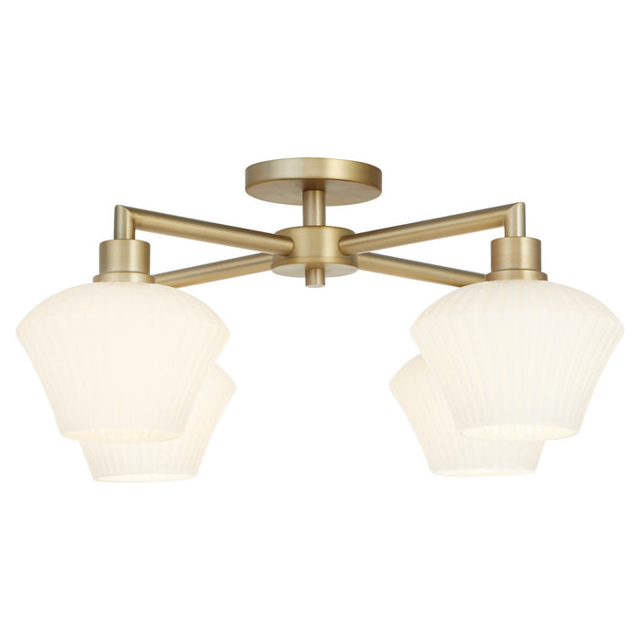 Quorum - 3221-26-80 - Four Light Flush Mount - Cassini - Aged Brass